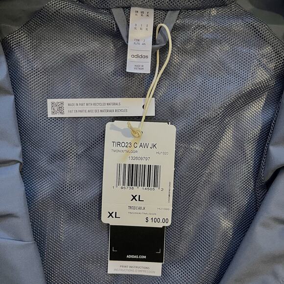 NWT $100 Adidas Tiro 23 Competition All-Weather Jacket Soccer Onix Grey Men's XL - Picture 7 of 14